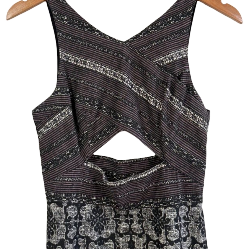 Free People Tribal Tale Mixed Print Cutout Midi Dress Size Small - Picture 6 of 13